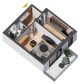 Apartament 1 camera tip 1C