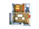 Plan apartament 2 camere Tip A — 43 mp (utili 38 mp)