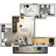 Plan apartament 1 cameră tip Jupiter (47,73 m²)