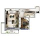 Plan apartament 1 cameră tip Minerva (40,51 m²)