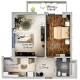 Plan apartament 1 cameră tip Mars (42,66 m²)
