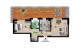 Plan apartament 2 camere Corp M17 — varianta 5