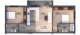 Plan apartament tip 1 — 3 camere, Corp B