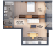 Plan apartament tip 2 — 2 camere, Corp B/C