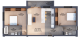 Plan apartament tip 5 — 3 camere, Corp A