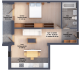 Plan apartament tip 6 — 2 camere, Corp A/D